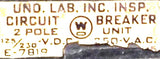 Underwriters Laboratories E-7819 Circuit Breaker 1532386A 2P 125-230VDC 250VAC