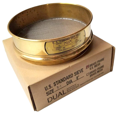 Dual Manufacturing No.12 Standard Sieve 8" Brass Size 14 1700 Microns 0.0661"
