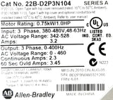 Allen-Bradley 22B-D2P3N104 PowerFlex 40 AC Drive 0.75kW 1HP Ser A 3PH