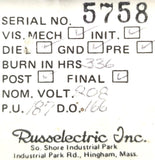 Russelectric UV100-190/208 AC Undervoltage Sensor A1 W/ Attenuator