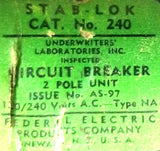 Federal Pacific Stab-Lok 240 Circuit Breaker NAZ40 AS-97 2P 120-240VAC 40A