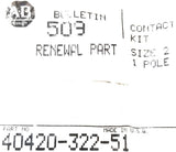 Allen-Bradley 40420-322-51 Contact Kit Renewal Part Size 2 1P 509
