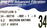 PTI 34-60710-002-1-A Proflow II Filter 0.2 Micron Rating