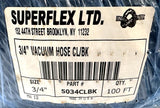 Superflex 3/4" x 100' Suction Vacuum Hose Clear Black 5034CLBK
