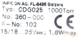 Inficon CDG025 Gauge Sensor 360-000 15/18-26V 1.6Wmax F-No 103 1000Torr