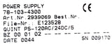 Phoenix Contact 78-103-4300 Power Supply Input 120VAC 47-63Hz Output 24VDC 5A