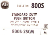 Allen-Bradley 800S-2SCM Standard Duty Push Button Ser M Nema 1 On-Off