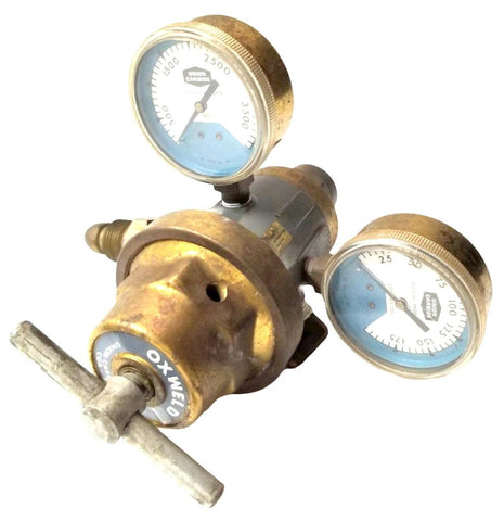 Union Carbide Oxweld R-21101 Gas Regulator CGA-580 77B2 W/ Two Gauges