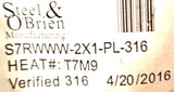 Steel & O'Brien S7RWWK-2X1.5-PL-316 Tee DH071720C T7M9 316L BPE SF1