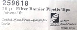Nalge NUNC 259618 Filter Barrier Pipette Tips 20uL Universal Fit (Box of 96)