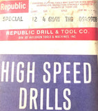 Republic 09499DB High Speed Drill Bit Size 4" 6M/M TNG (Lot of 12)