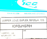 ICC ICFOJ1G701 Jumper Cable LC-LC Duplex 50/125Um 10G (Lot of 2)