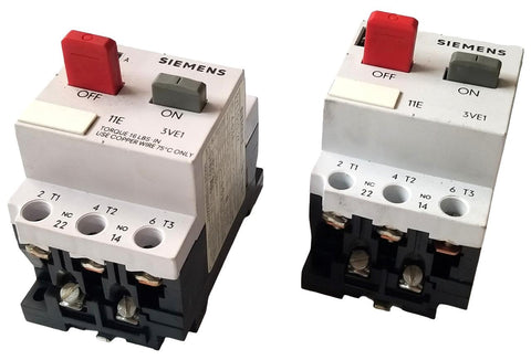 Siemens 3VE1010-2K Manual Motor Starter 300-500VAC 5-20A 3HP (Lot of 2)