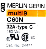 Merlin Gerin C60N Circuit Breaker 32A-Type C 480VAC 24471 Multi9