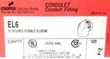 Cooper Crouse-Hinds EL6 Elbow Conduit Fitting 45° Female 2" (Box of 5)