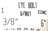 Crown Eye Bolt 3/8" x 6" Zinc (Lot of 4)