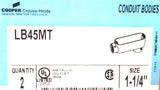 Cooper Crouse-Hinds LB45MT Conduit Body E121488 1-1/4" (Box of 2) W/ Covers