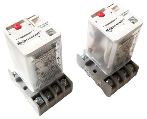 Magnecraft 750XBXM4L Relay 120-277VAC 50-60Hz 1/3-1/2HP (Lot of 2) W/ Base
