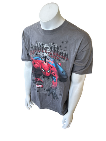 Universal Studios Men's Marvel Spider-Man Gray Short Sleeve Shirt Size Large