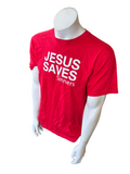 Anvil Men's Jesus Saves Sinners Red Short Sleeve Shirt Size Medium