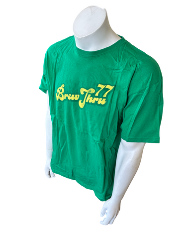 Anvil Men's Brew Thru 77 Graphic Green Short Sleeve Shirt Size Large