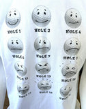 Anvil Men's Golf Ball Face Per Hole Graphic White Short Sleeve Shirt Size Large