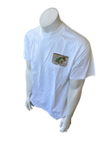 Delta Men's Large Mouth Bass Fishing Graphic White Short Sleeve Shirt Size Large