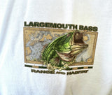 Delta Men's Large Mouth Bass Fishing Graphic White Short Sleeve Shirt Size Large