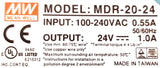 Mean Well MDR-20-24 Power Supply 100-240VAC 0.55A 50-60Hz