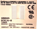 Omron H3CA-8 Timer Source 100-120VAC 50-60Hz 9VA Max Contact 3A 250VAC Resistive