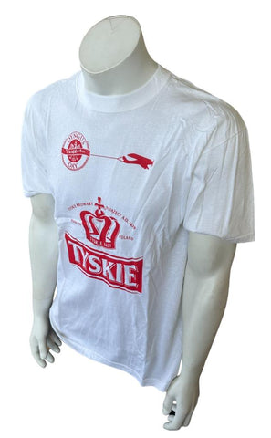 Anvil Men's Dyngus Day Buffalo Tyskie White Short Sleeve Shirt Size Large