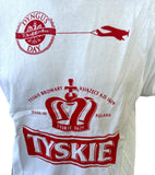 Anvil Men's Dyngus Day Buffalo Tyskie White Short Sleeve Shirt Size Large