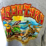 Brew Thru Men's Outer Banks NC Graphic Gray Zip-Up Hoodie Size X-Large