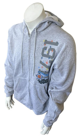 Hanes Men's Disney Magic Kingdom 1971 40 Years Gray Zip-Up Hoodie Size Large