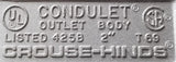 Crouse-Hinds T69 Condulet Outlet Body 2" 425B W/ Red Dot SCV 5 Lid 2"
