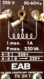 EAB FX 2H T Variable Variac Transformer CH 2608 220V 50-60Hz 1A Imax 220VA Pmax
