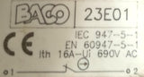 Baco 23E01 Contact Block Ith 16A Ui 380-690VAC W/ Emergency Stop Switch