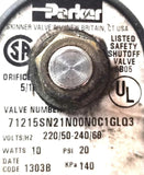 Parker 71215SN21N00N0C1GLQ3 Solenoid Valve 6B05 220-240V 50-60Hz 10W 20Psi