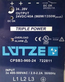 Lutze CPSB3-960-24 Phase Power Supply 722811 Input 400-500VAC 2.2-2.8A 50-60Hz