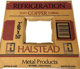 Halstead ASTM B-280 Refrigeration Soft Copper Tubing 3/16" x 50'