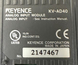 Keyence KV-AD40 Analog Input Module 4 Channel 24VDC 110MA