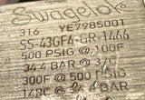 Swagelok SS-43GF4-GR-1466 Stainless Steel Ball Valve 1/4" FNPT 500 PSIG
