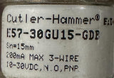 Cutler-Hammer E57-30GU15-GDB Proximity Sensor 200MA 10-30VDC 3-Wire 4-Pin Ser B