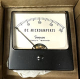 Simpson 1227 Rectangular Analog Panel DC Amperes Meter 4331 0-200 DC Microamps