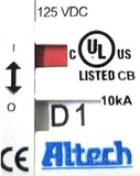 Altech D1 Branch Circuit Breaker 125VDC 10kA UL489 E305318 1P 0.2-63A