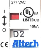 Altech D2 Branch Circuit Breaker 277VAC 10kA UL489 E305318 1P (Lot of 2)