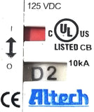 Altech D2 Branch Circuit Breaker 125VDC 10kA UL489 E305318 1P (Lot of 2)