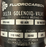 Fluorocarbon Delta DV3-144 Solenoid Valve 60 AIR 1/4" 115 VAC 50/60 Cycle 75A