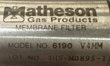 Matheson 6190 V4MM Inline Gas Membrane Filter 1/4" 250 PSI 100 F 0.02 Micron