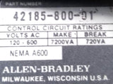 Allen-Bradley 509-A0D Motor Starter 42185-800-01 Ser B Size 0 A600